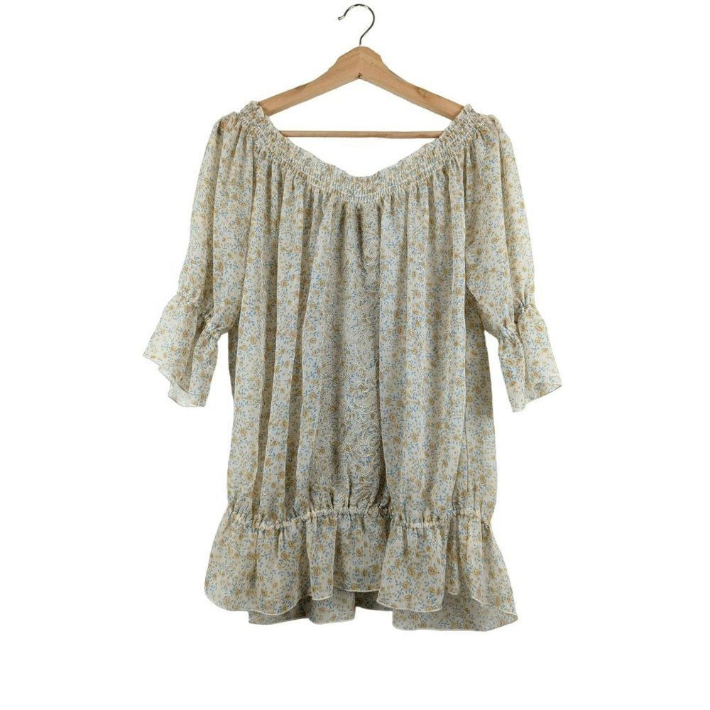 Free People Cottagecore Floral Embroidered Semi Sheer Tunic Top S/M